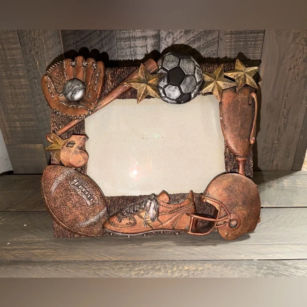 Vintage 5x7‎ Sports-Themed Bronze Photo Frame Figi All Star picture frame